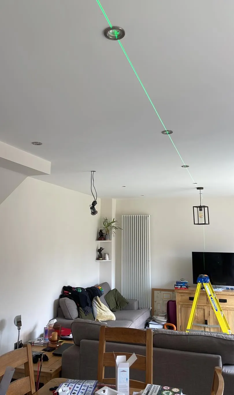 Recessed LED downlights installed in an open-plan kitchen in Hereford